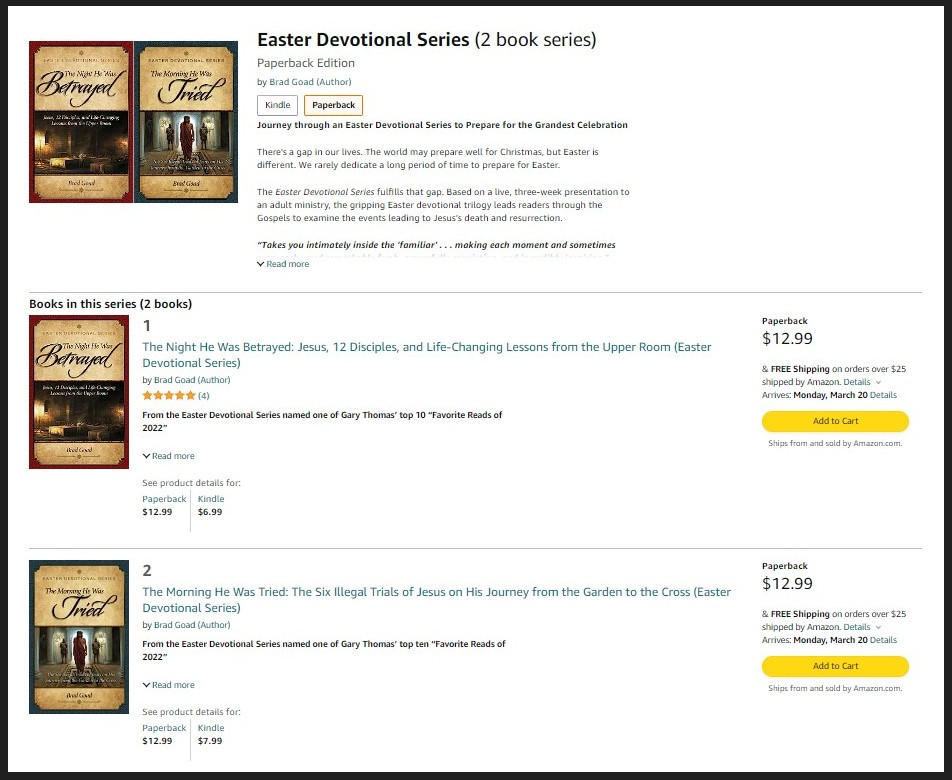 Develop your Amazon retail page nonfiction Easter devotional series